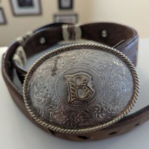 Vintage Tony Lama leather Belt And Buckle